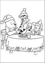 coloriage winnie gouter de noel